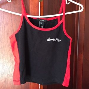 black/red babygirl crop top
